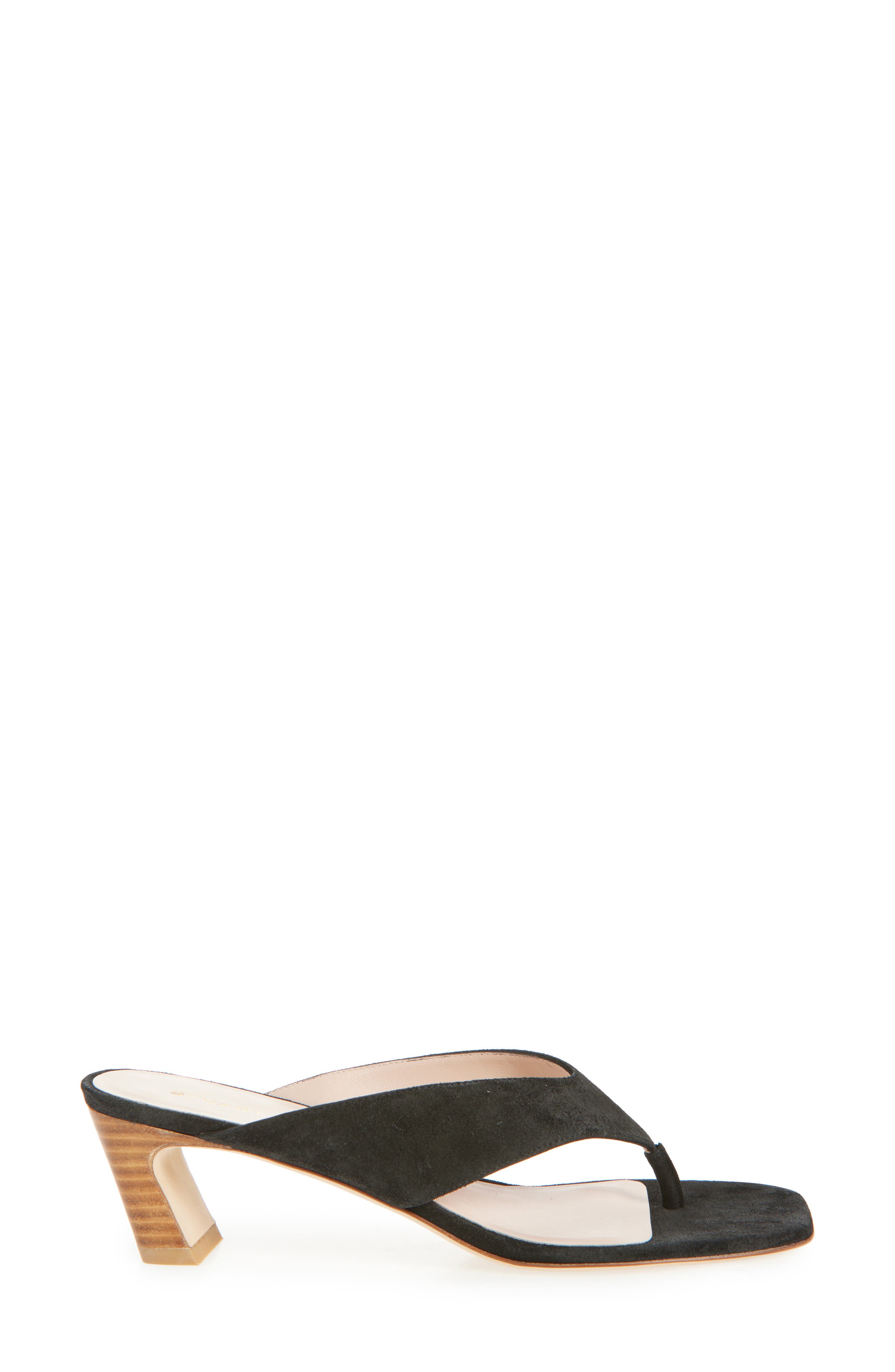 Stuart Weitzman Stassi 50 Thong Sandal, Alternate, color, Black/ New Camel