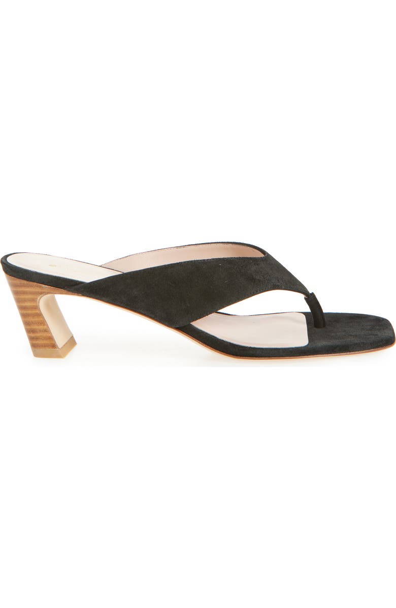 Stuart Weitzman Stassi 50 Thong Sandal, Alternate, color, Black/ New Camel