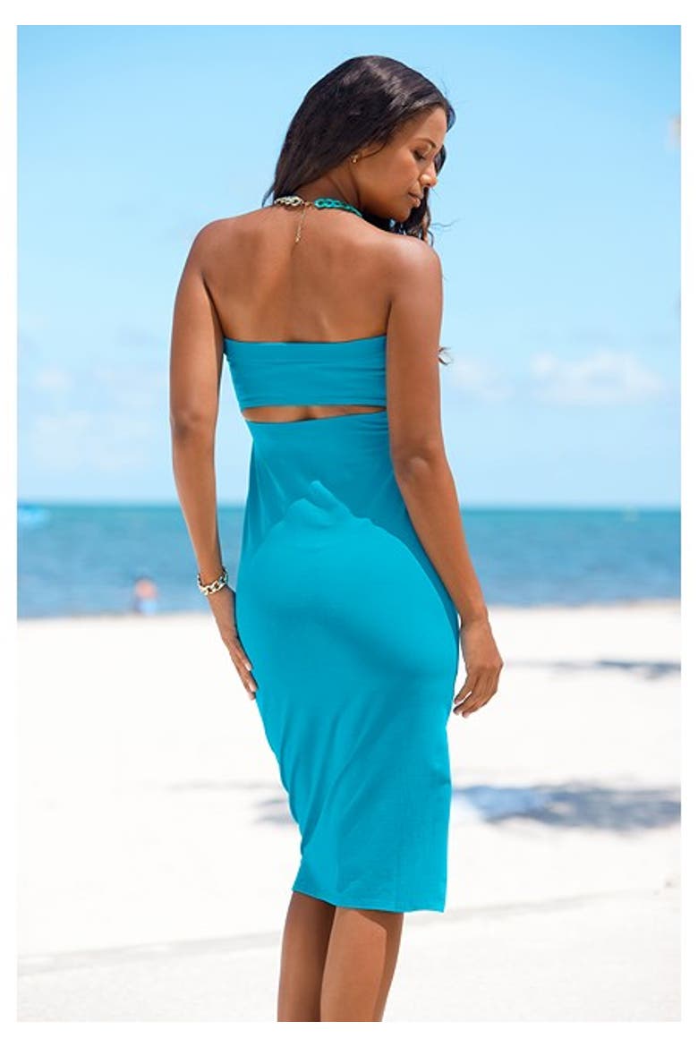 Women's Strapless Back Cutout Dress, Alternate, color, Turquoise