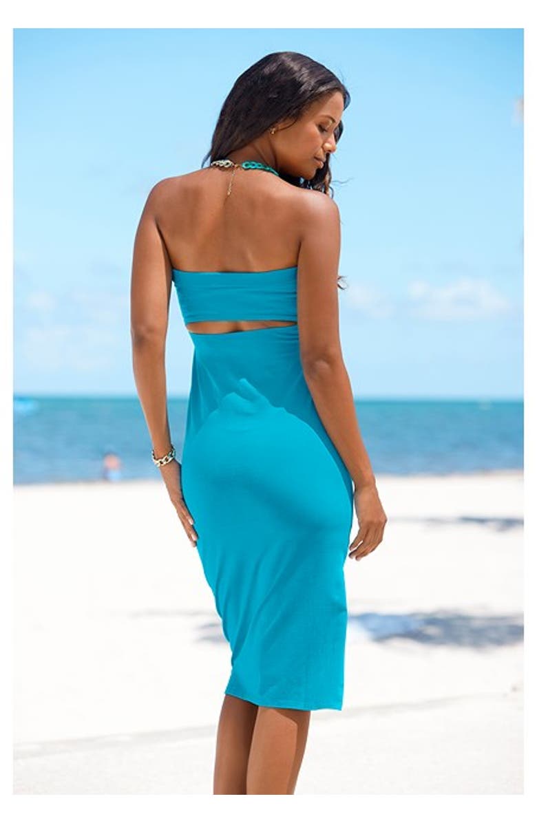 LASCANA Women's Strapless Back Cutout Dress, Alternate, color, Turquoise