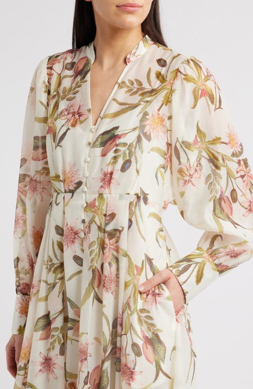 Chelsea28 Floral Long Sleeve Maxi Dress In Ivory Pink Bohem Botanical In Ivory- Pink Bohem Botanical