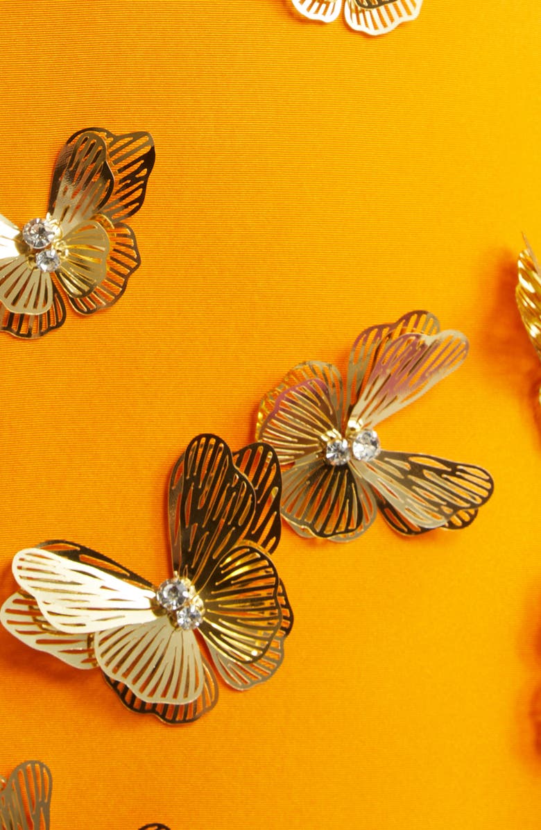 Carolina Herrera Butterfly Appliqué Silk Faille Cocktail Minidress, Alternate, color,