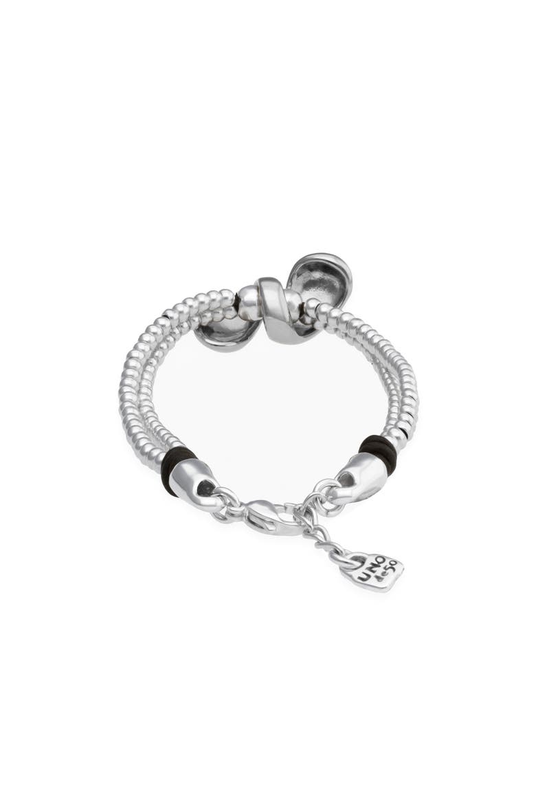 Silver-Tone Bracelet with Dual Drop Detail, Alternate, color, Silver