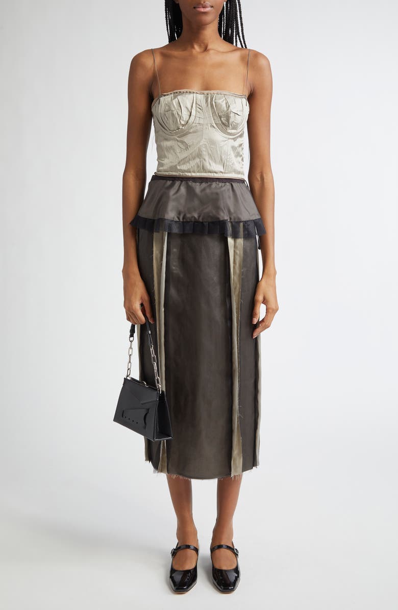 Maison Margiela Inside Out Effect Bustier Silk Midi Dress, Main, color, 