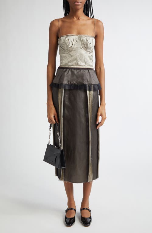 Maison Margiela Multicolor Silk Midi Dress In Stone And Moon Rock
