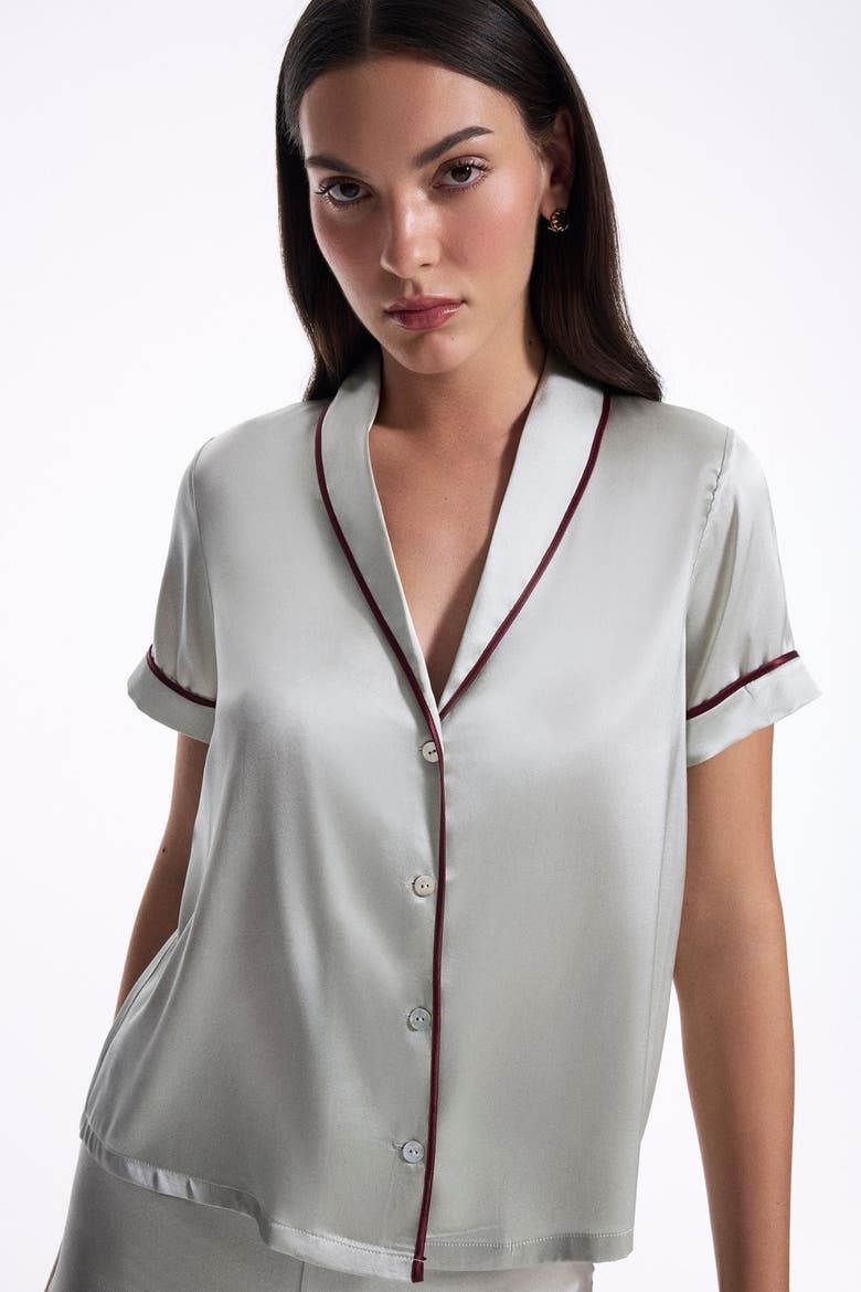 Silk Short Pyjama Suit, Alternate, color, Mint
