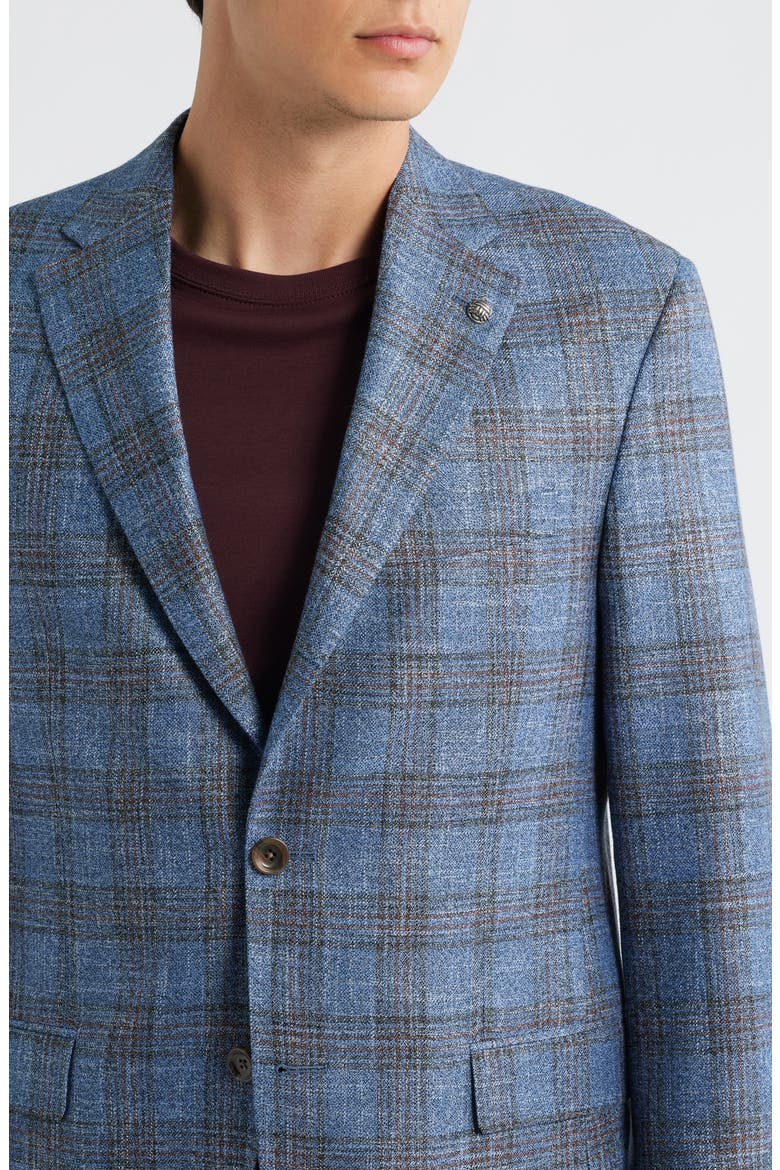 Midland Contemporary Fit Marled Plaid Wool Blend Sport Coat, Alternate, color, LIGHT BLUE