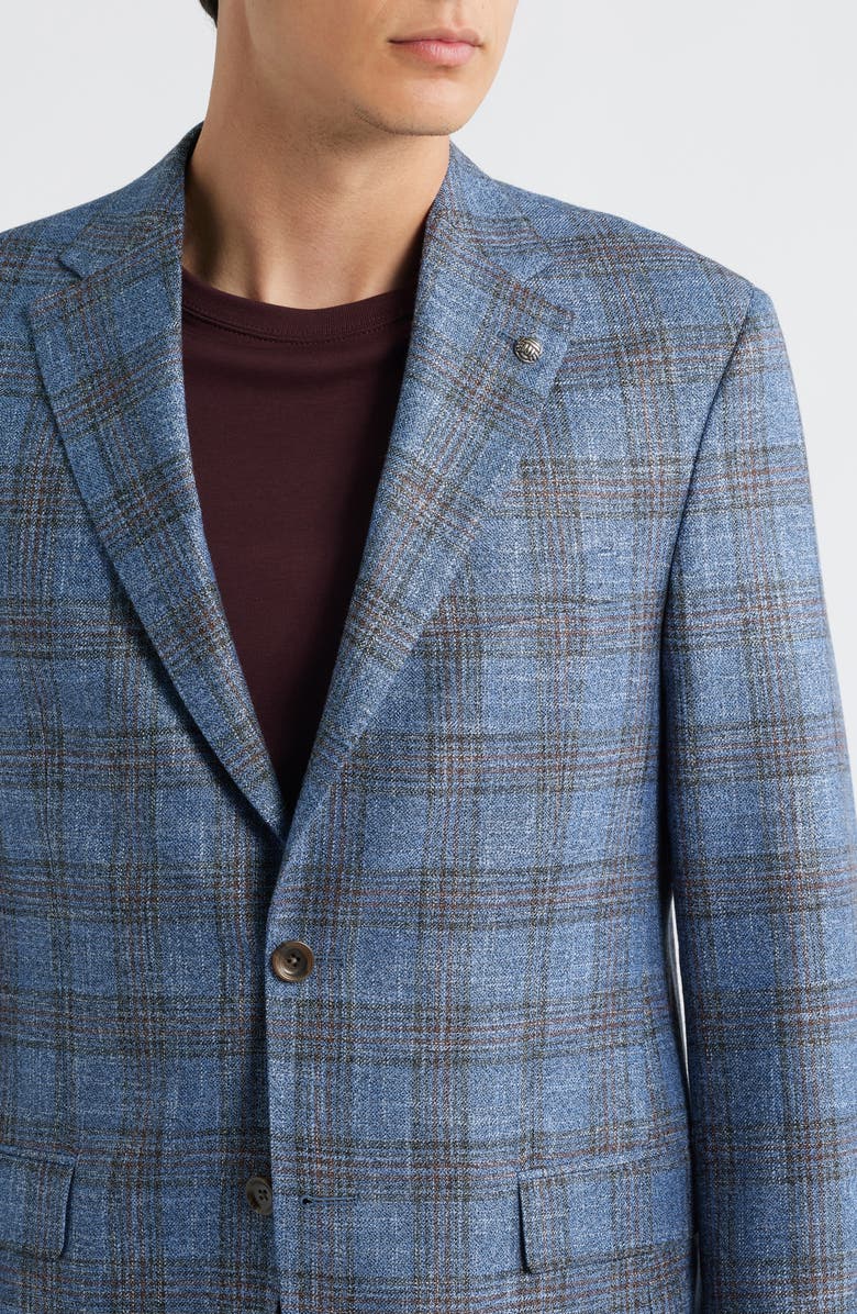 Jack Victor Midland Contemporary Fit Marled Plaid Wool Blend Sport Coat, Alternate, color, Light Blue