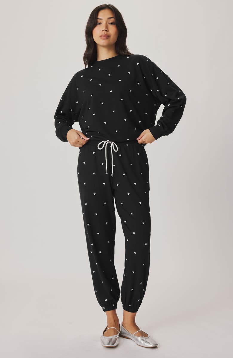 Splendid Love Lounge Embroidered Joggers, Alternate, color, Black/ Ivory