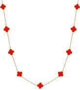 The Lovery Fine Jewelry Mini Coral Clover Necklace