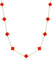 The Lovery Fine Jewelry Mini Coral Clover Necklace