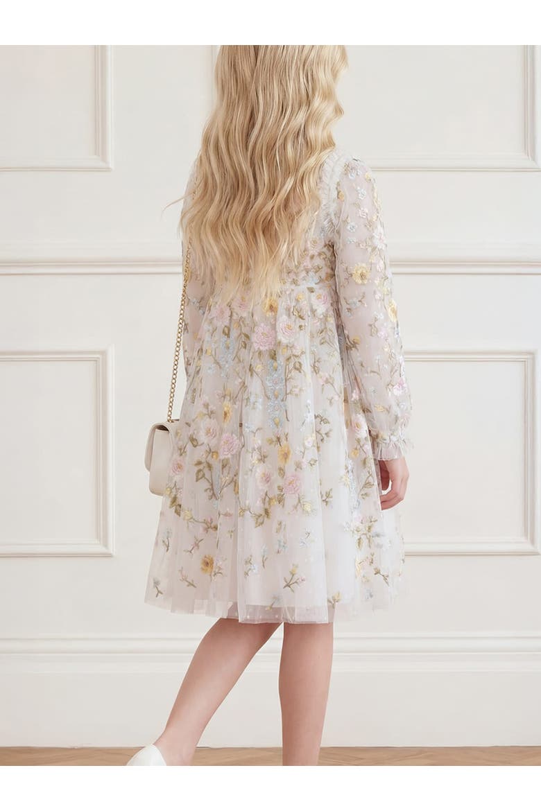 Garden Long Sleeve Dress, Alternate, color, Swan White/Pastel Blue