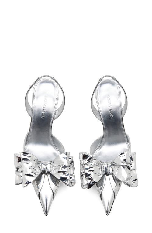 Mach&mach Mach & Mach Le Cadeau Bow Wrapped Pointed Toe Slingback Pump In White