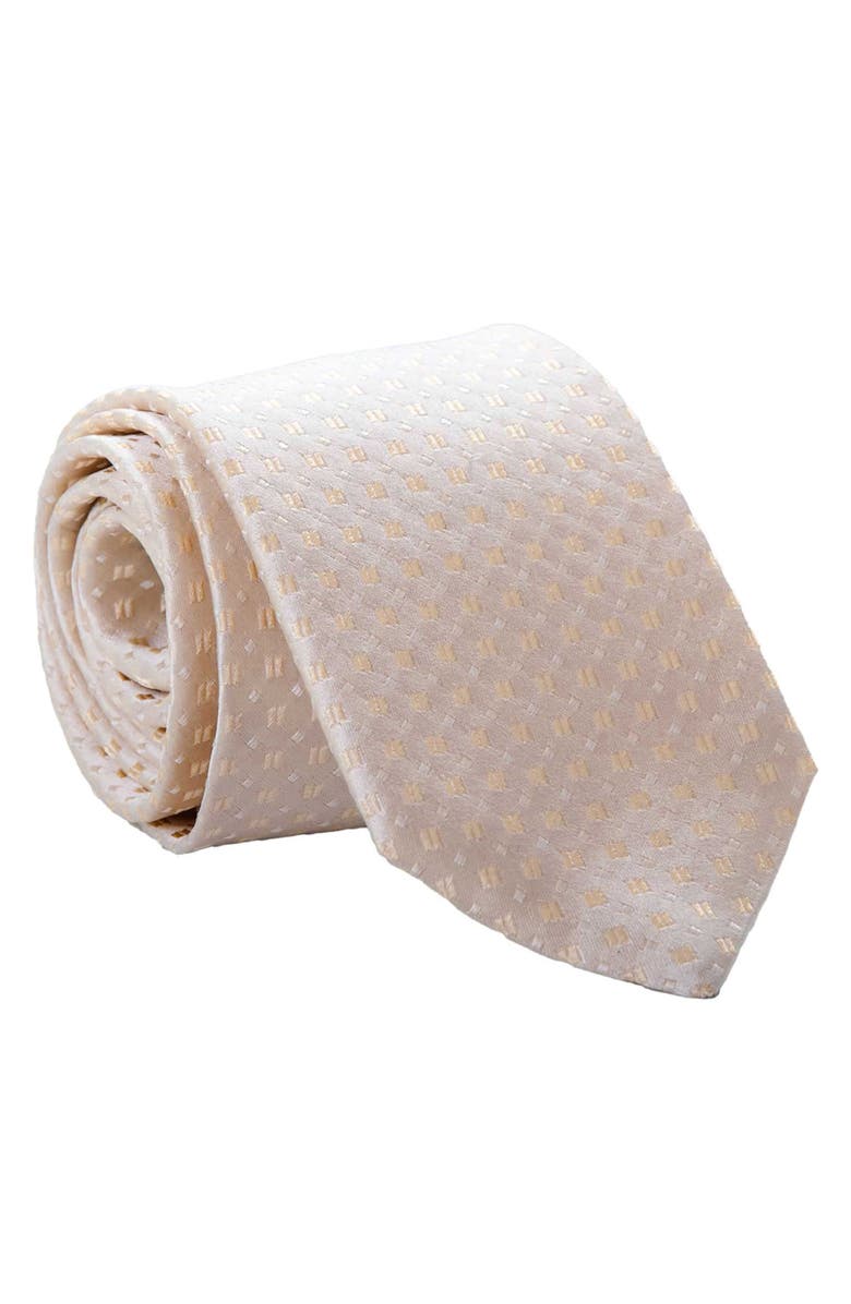 Elizabetta Barbera - Extra Long Silk Jacquard Tie for Men, Main, color, Champagne