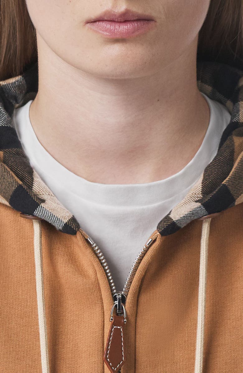 Burberry Poulter Check Oversize High-Low Cotton Hoodie, Alternate, color,