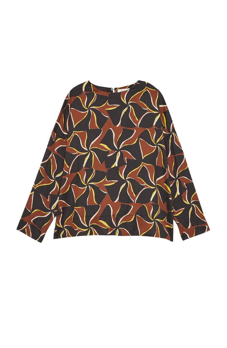 ottod'Ame Viscose Blouse With Long Sleeves, Alternate, color, Brown