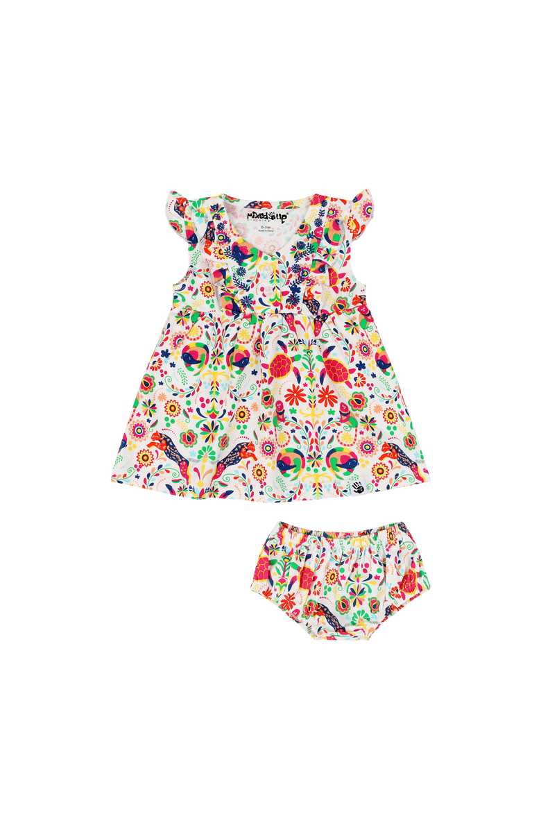 Mixed Up Clothing Baby Vestito Dress Set, Main, color, Animal Arabesque