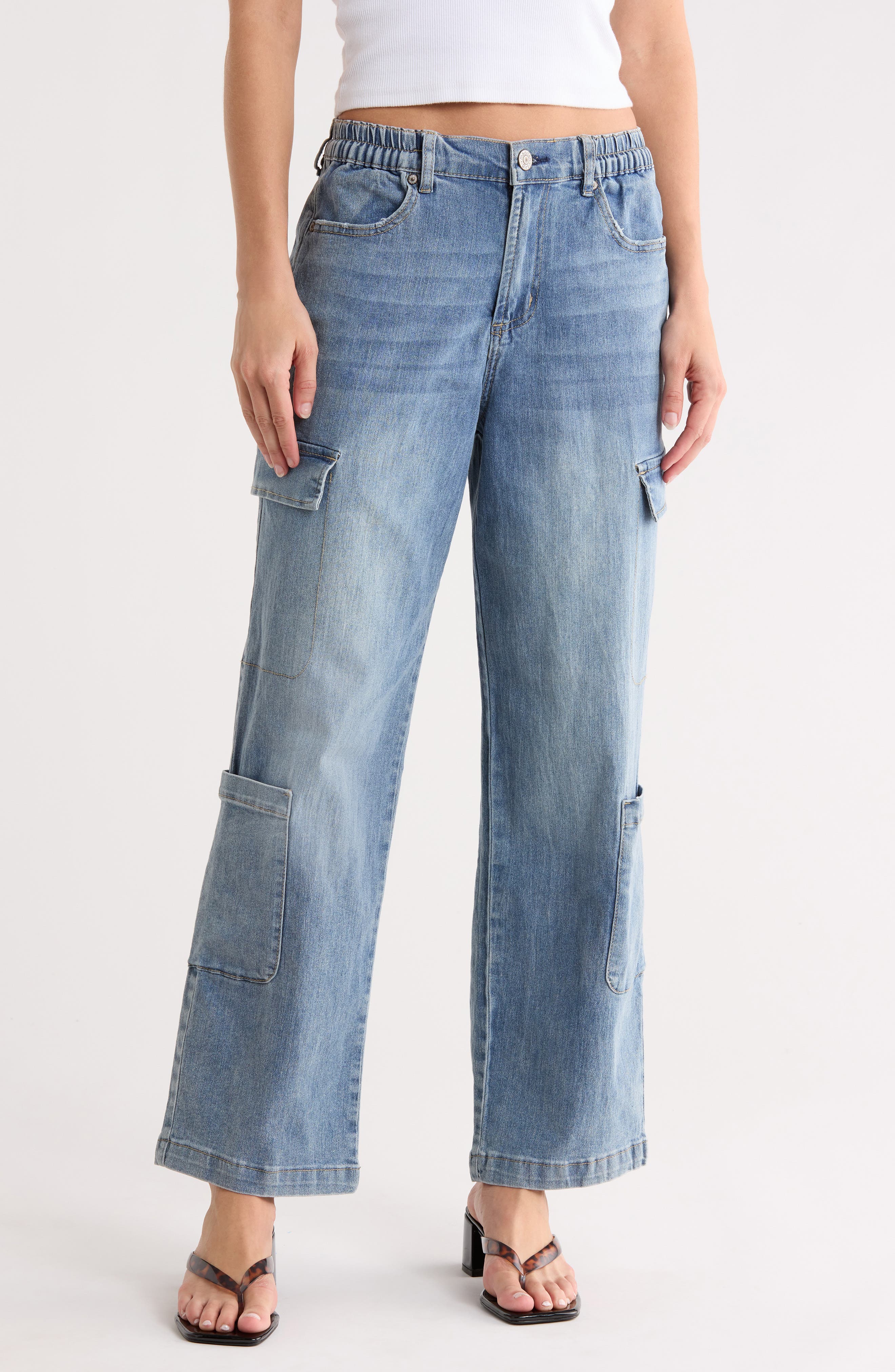 Madden Girl Cargo Pocket Wide Leg Jeans