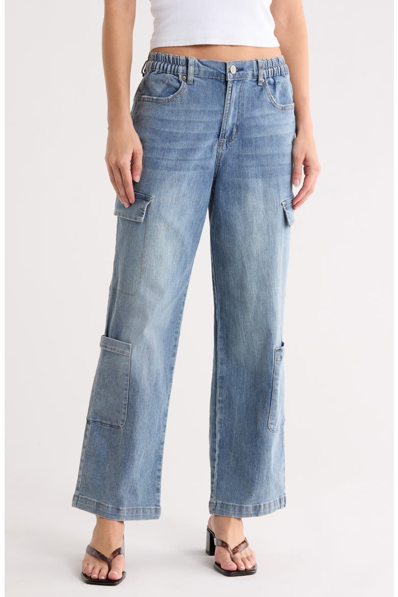 Cargo Pocket Wide Leg Jeans, Main, color, MEDIUM WASH