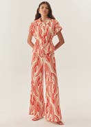 Exquise Sara Abstract Print Cotton Wide Leg Pants
