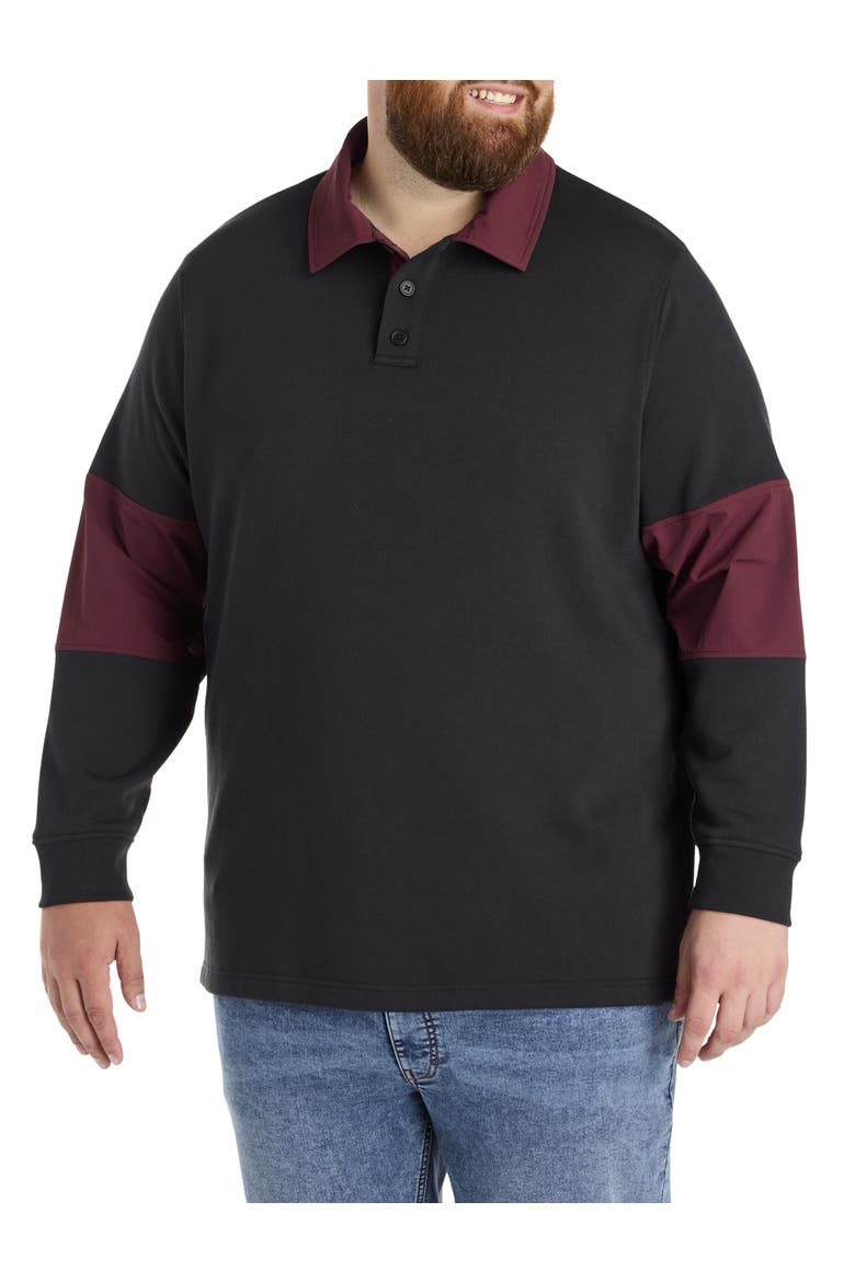 Big & Tall Mixed Media Rugby Sweatshirt, Main, color, BURGUNDY