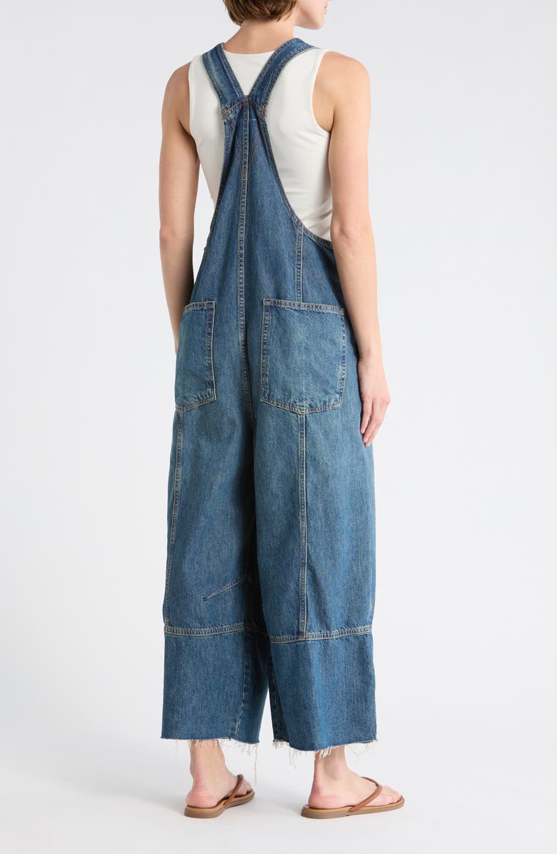 Free People Rambler Denim Overalls, Alternate, color, Navy