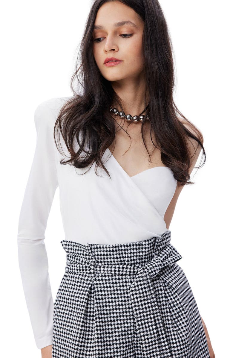 THEO The Label Erato Paper Bag Houndstooth Short, Alternate, color, 