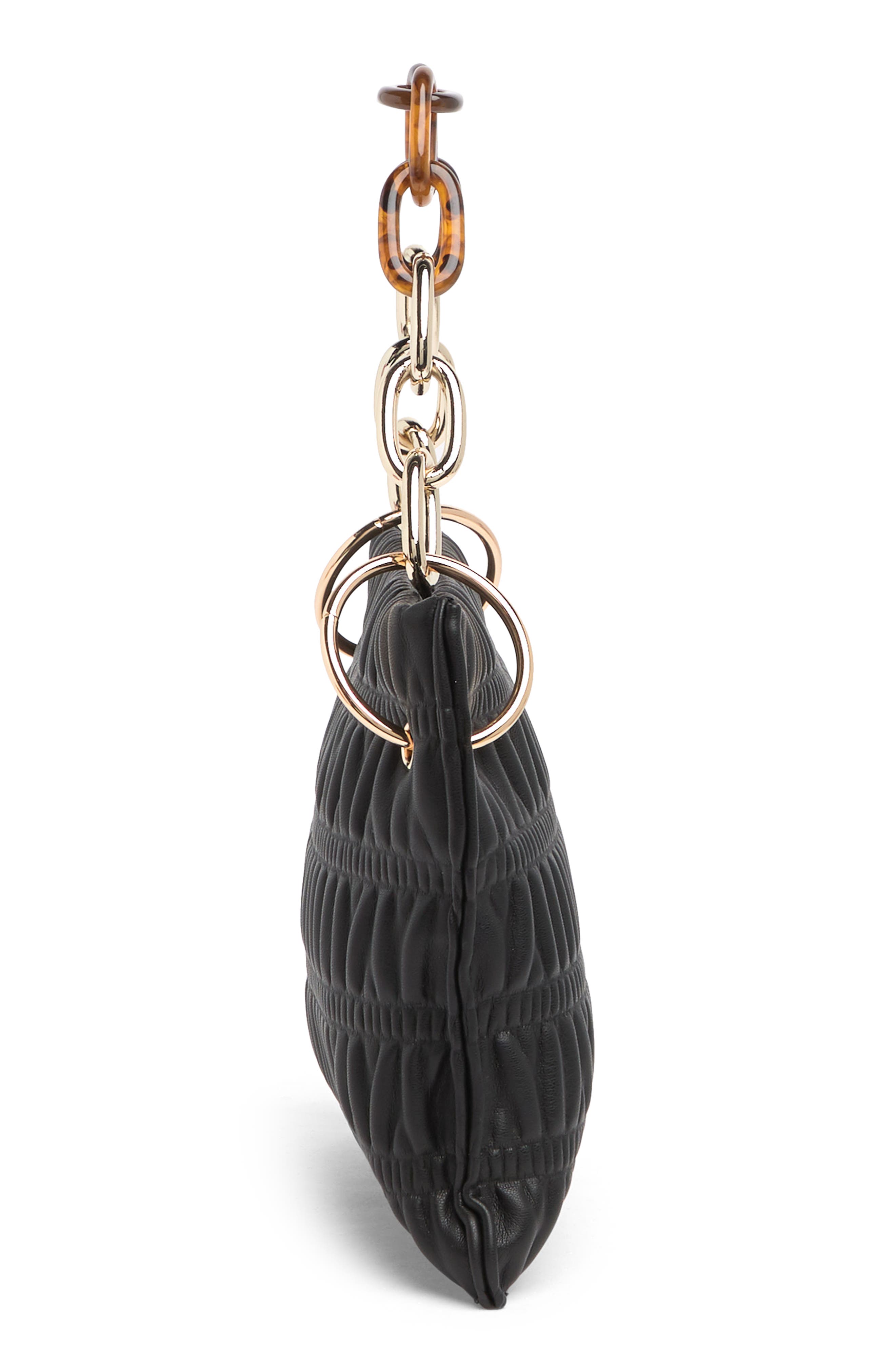 Chill Vegan Leather Shoulder Bag, Alternate, color, BLACK SHIRRING