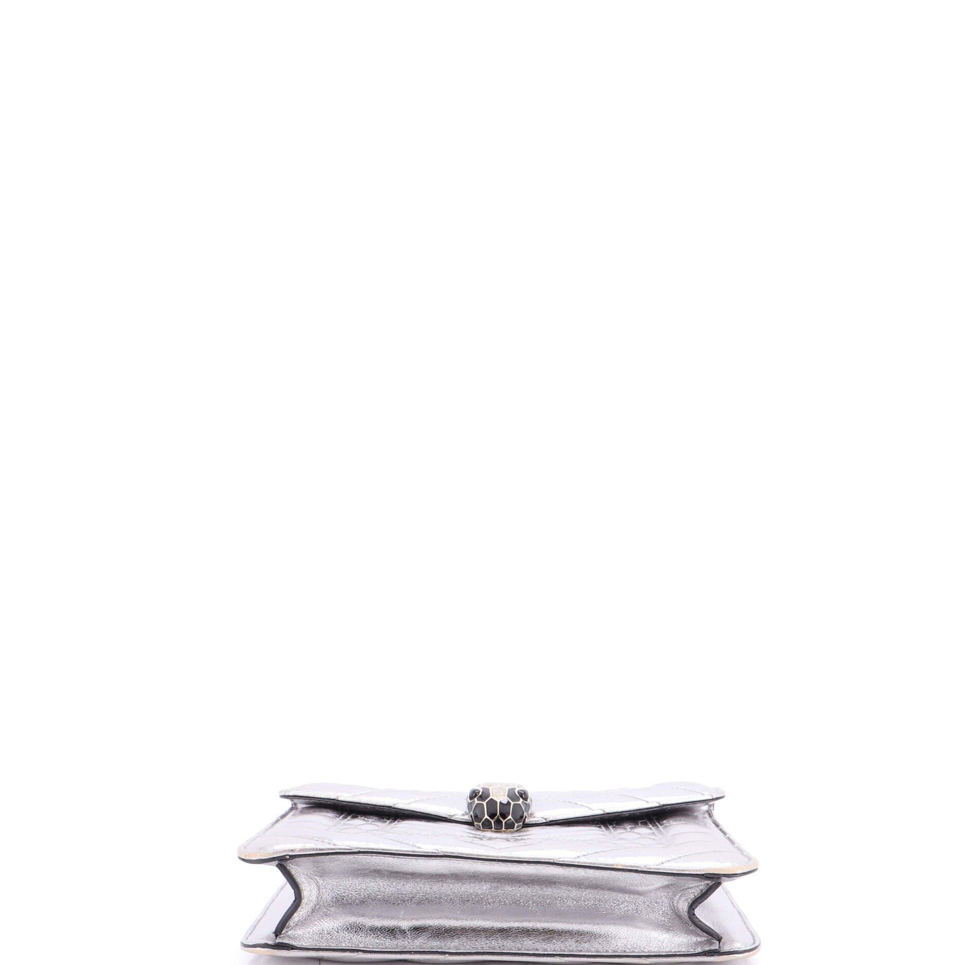 Serpenti Forever Square Shoulder Bag Quilted Leather Small, Alternate, color, Metallic Silver