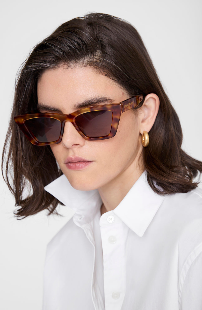 ANINE BING Lille Sunglasses, Alternate, color, Tortoise