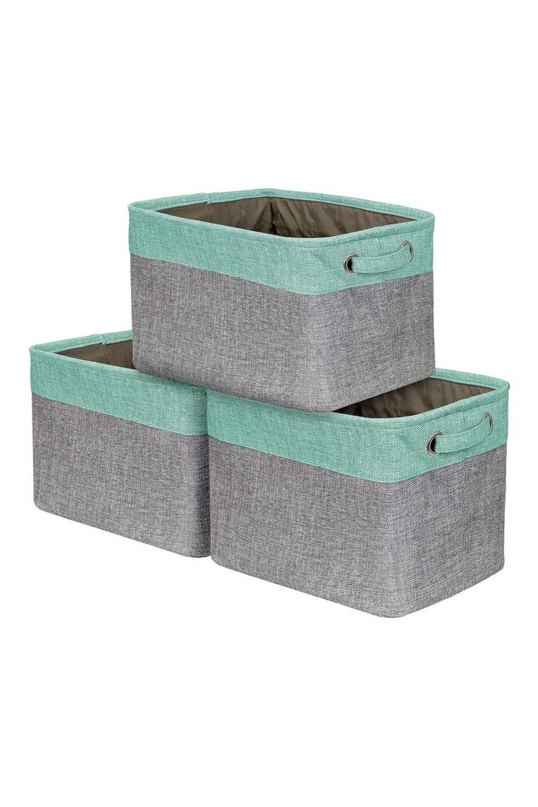 Teal Twill Storage Basket - Set of 3, Main, color, TEAL