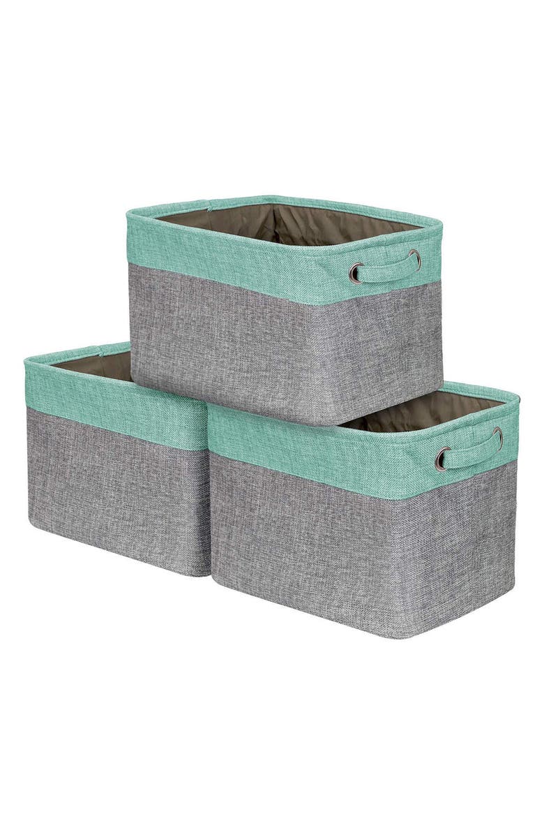 SORBUS Teal Twill Storage Basket - Set of 3, Main, color, Teal