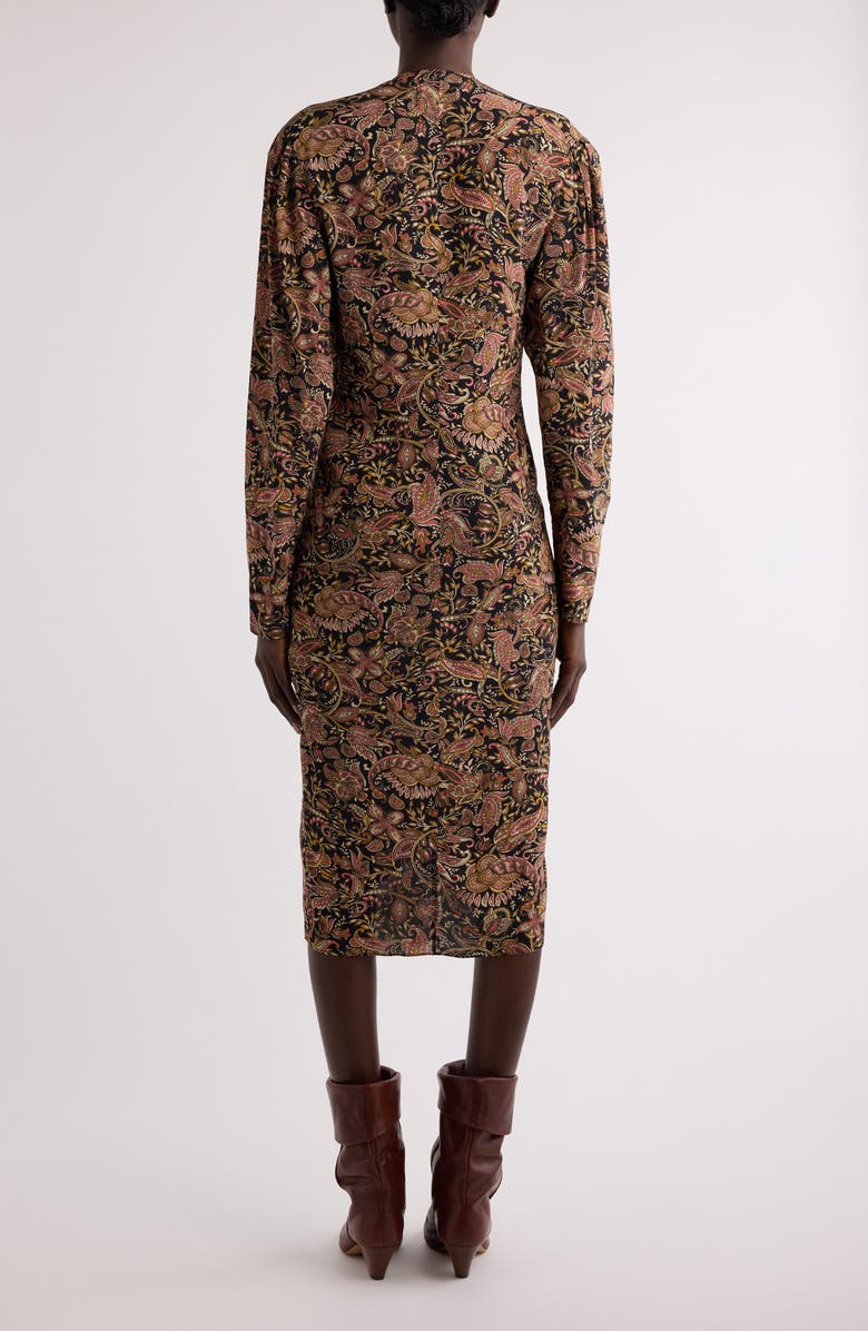 Isabel Marant Étoile Zeliha Long Sleeve Dress, Alternate, color, Black / Ochre