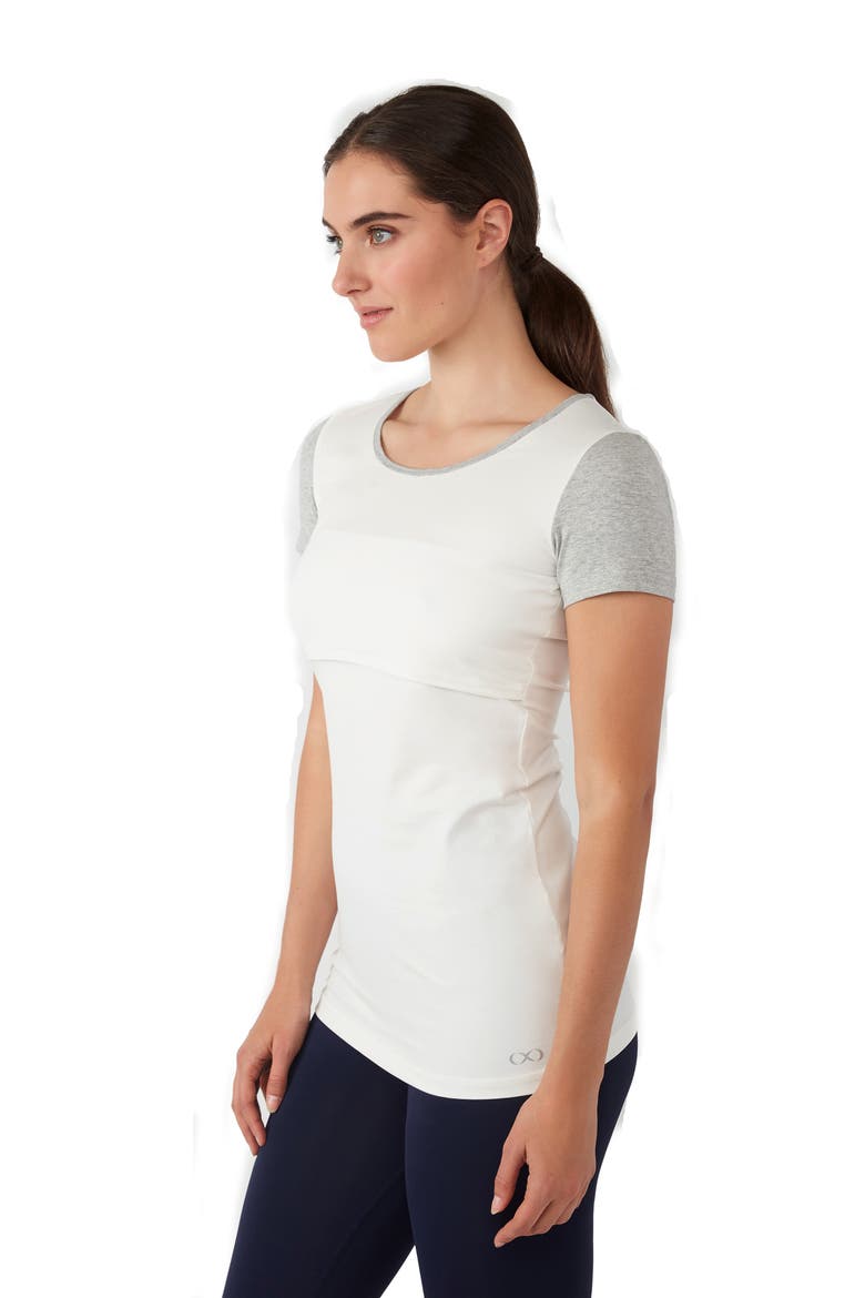 Maternity/Nursing Tee, Alternate, color, EGGSHELL/ GREYMIX MELANGE