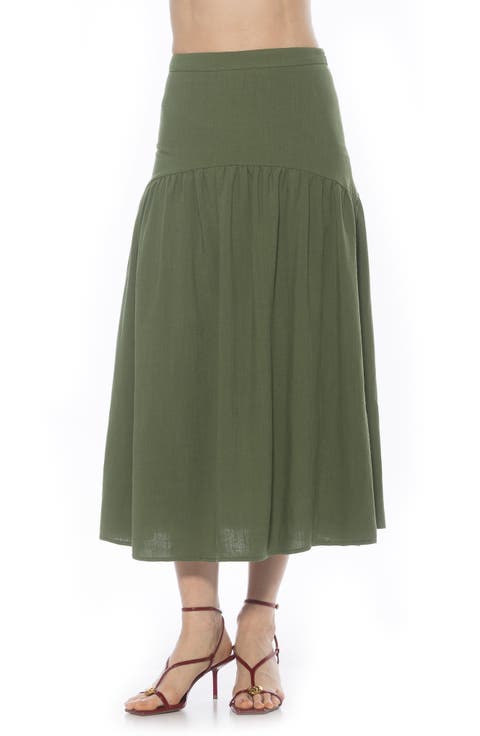 Michel High Waist Shirred Midi Skirt