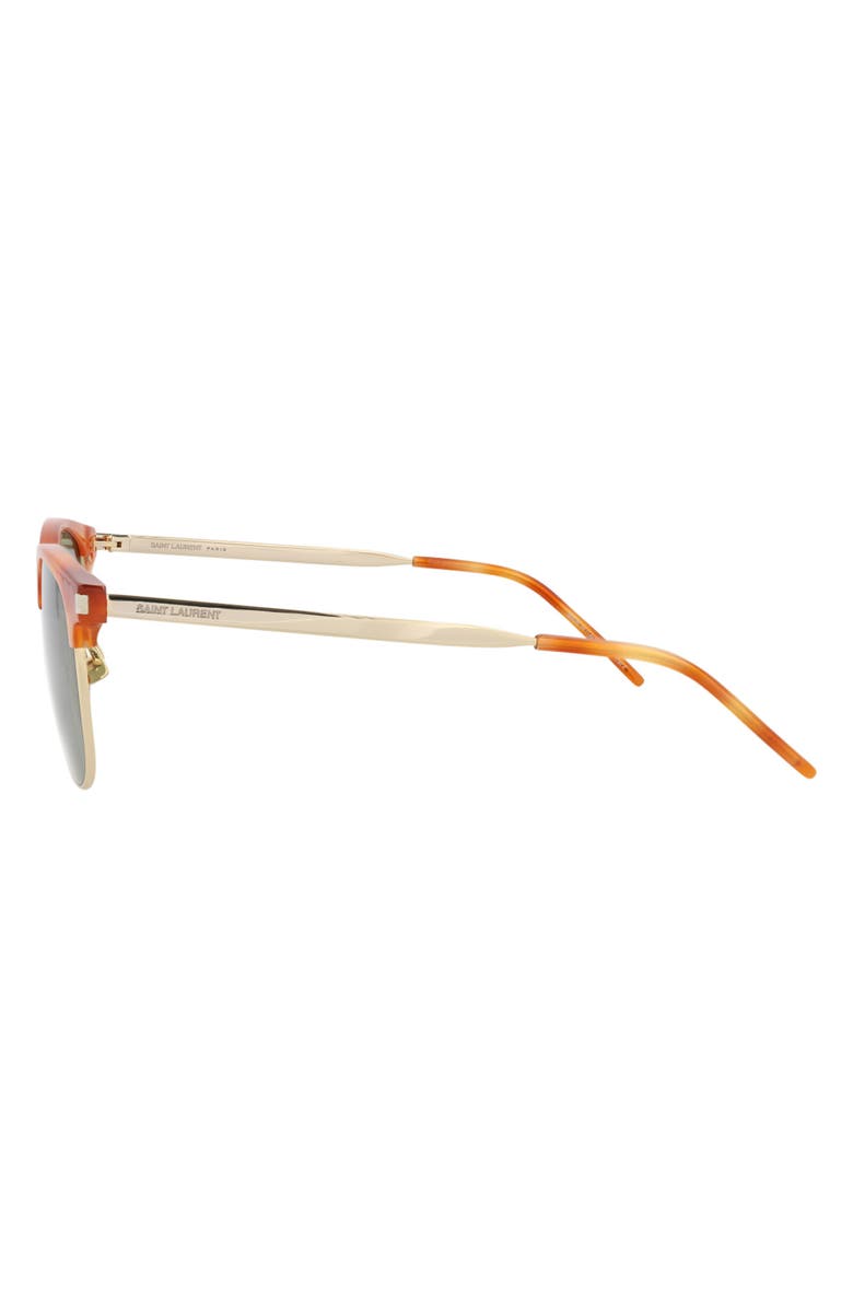 Saint Laurent 52mm Browline Sunglasses, Alternate, color, Brown Havana/ Gold/ Green
