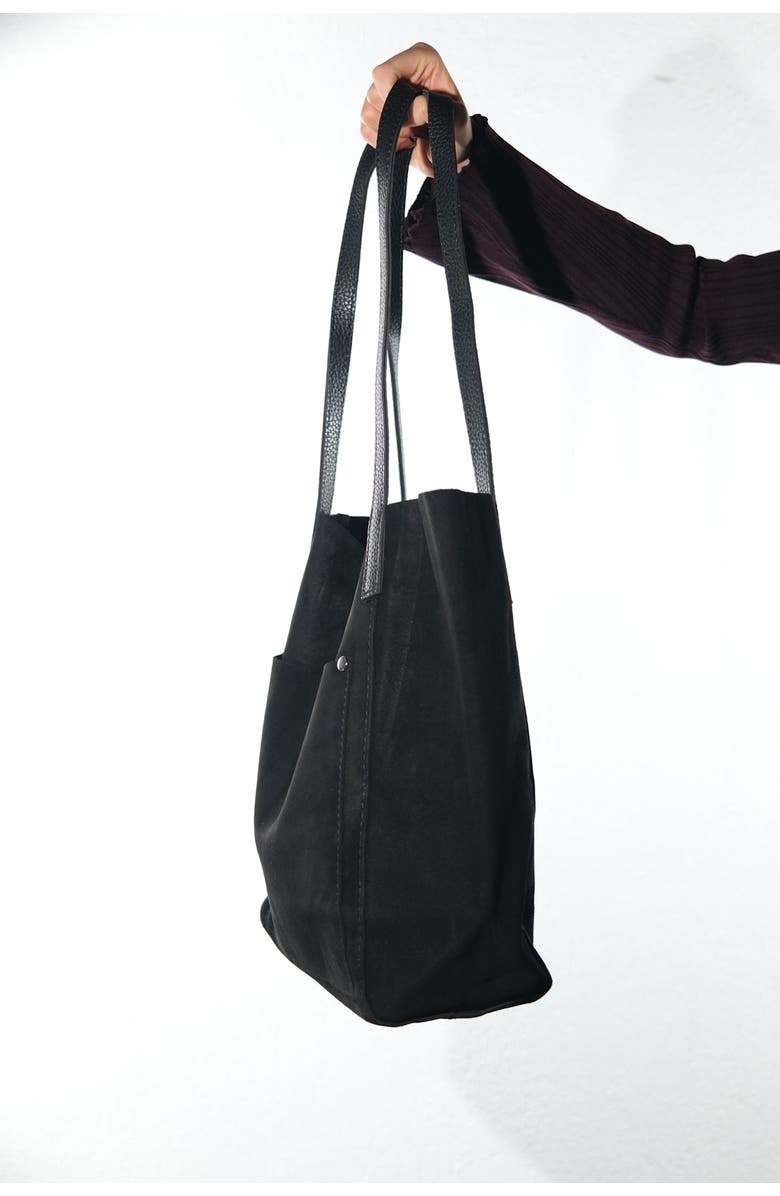 Forever & Always Shoes Tranzia Leather Shoulder Bag, Alternate, color, Black Suede