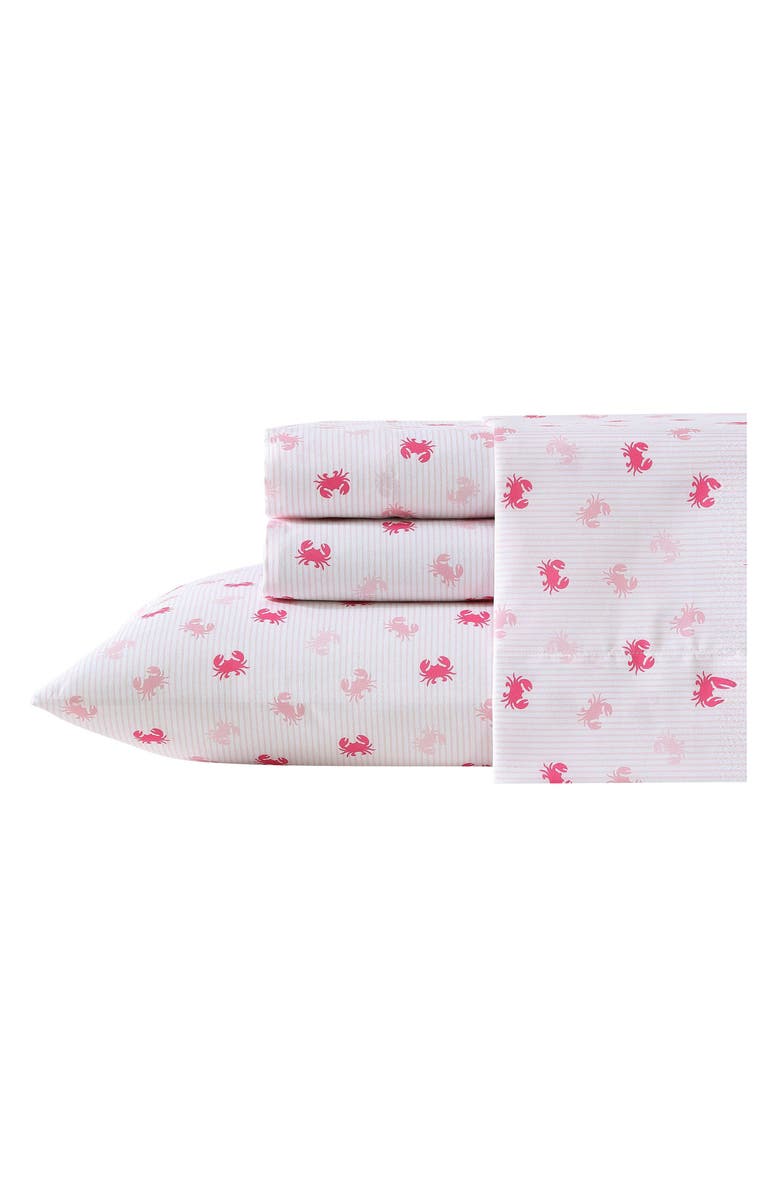 Nautica Axton Crab Print Microfiber Sheet Set, Main, color, Pink
