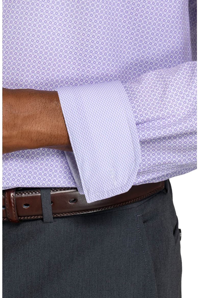 Regular Fit Micromedallion Performance Dress Shirt, Alternate, color, WHITE/ PURPLE