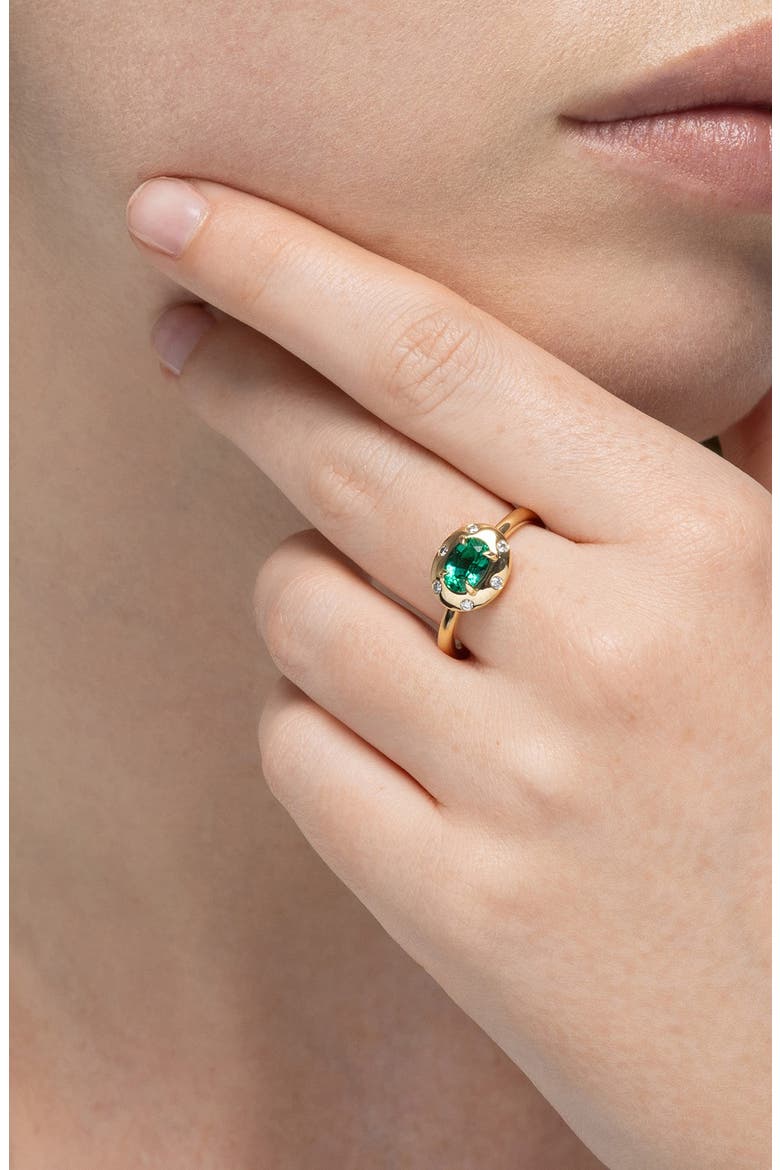 Aurum Oval Cut Emerald Ring, Alternate, color, EMERALD