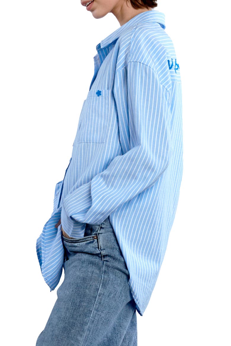 No But Thanks Stripe Button-Up Shirt, Alternate, color, BLUE PREP STRIPE