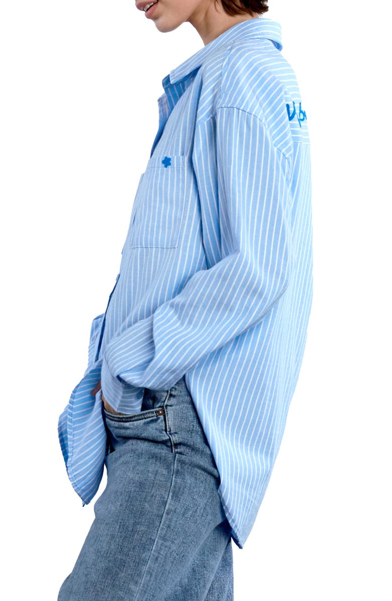 Billy T No But Thanks Stripe Button-Up Shirt, Alternate, color, Blue Prep Stripe