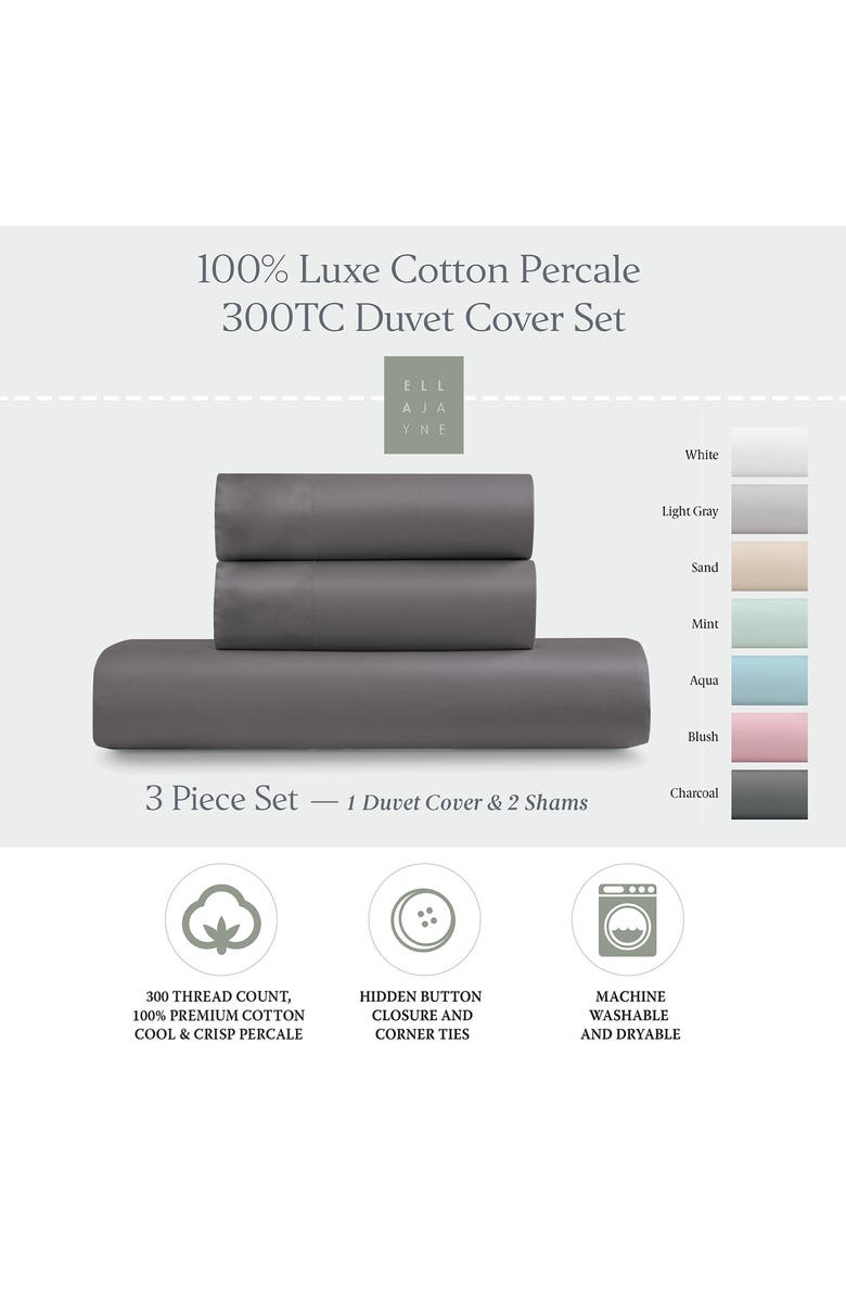 ELLA JAYNE HOME 300 Thread Count CottonDuvet Cover & Sham Set, Alternate, color, Charcoal
