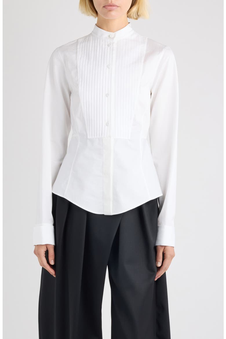 Tux Cotton Poplin Button-Up Shirt, Main, color, BLANC