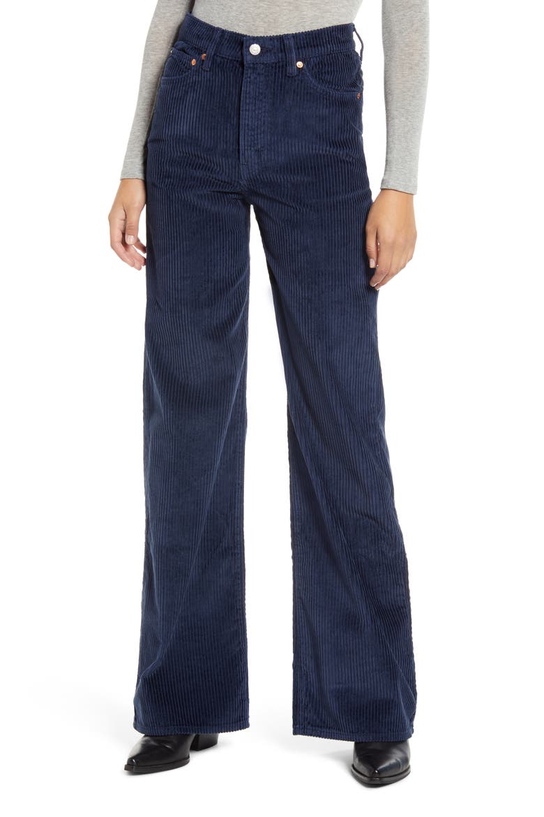 Levi's® Ribcage Wide Leg Corduroy Pants, Main, color, NAVY BLUE CORD