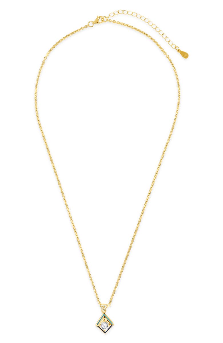 Sterling Forever Azurine CZ Pendant Necklace, Main, color, Gold