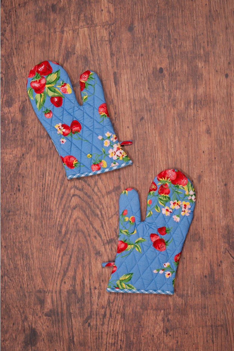 Strawberry Magic Oven Mitt, Set of 2, Alternate, color, Blue