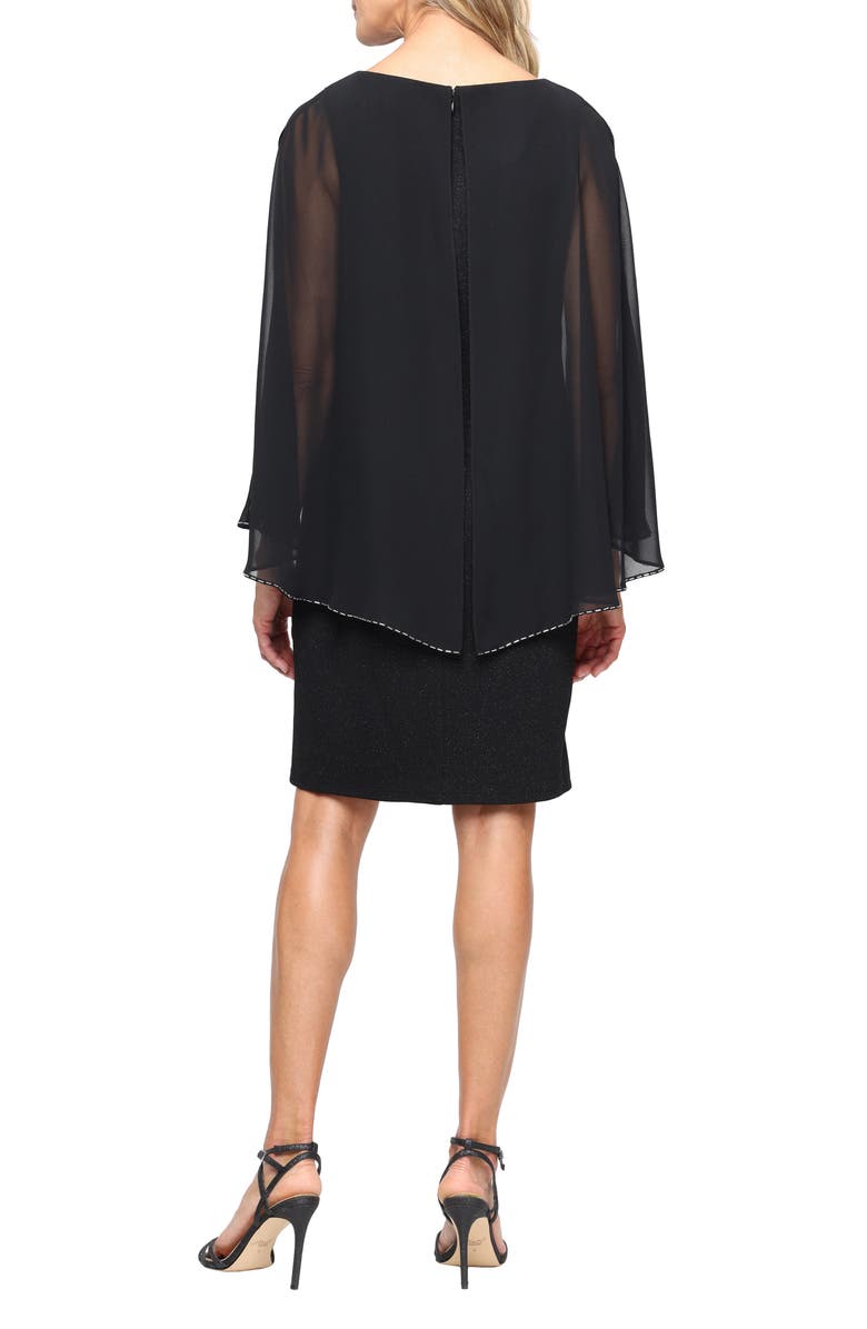 SL FASHIONS Glitter Long Sleeve Cocktail Dress, Alternate, color,