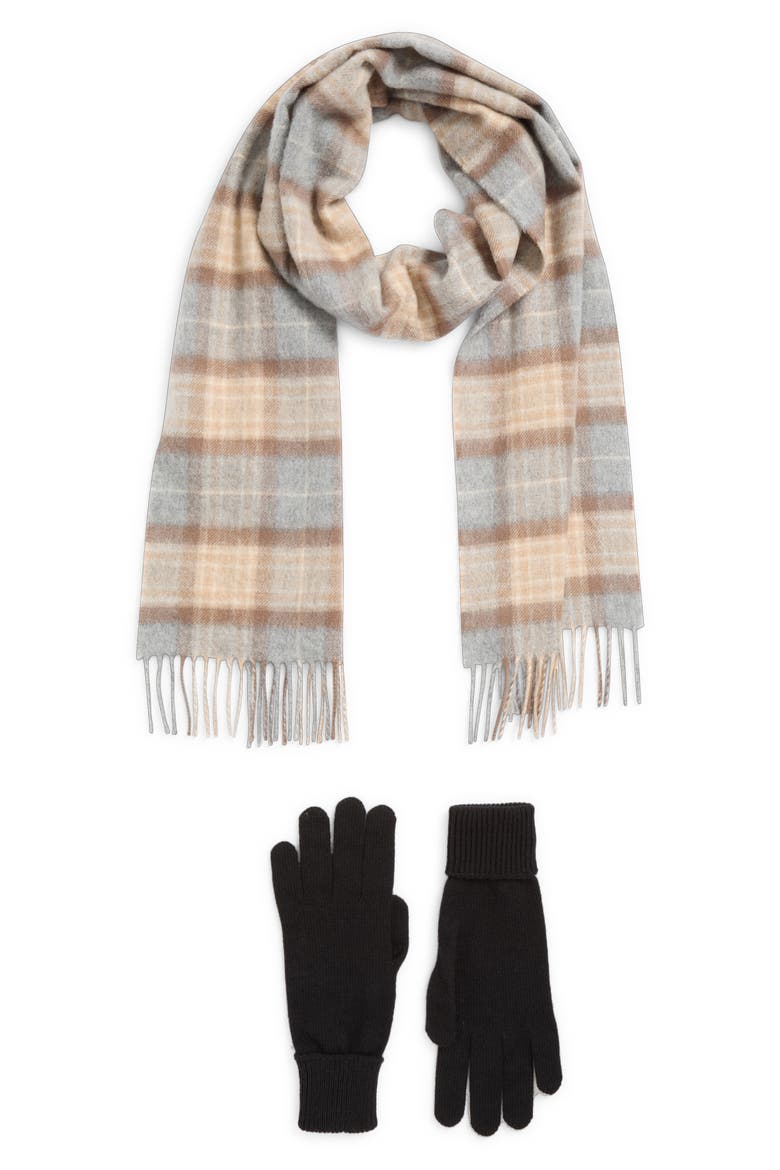 Cashmere Scarf & Gloves Set, Main, color, NATURAL MACKELLAR