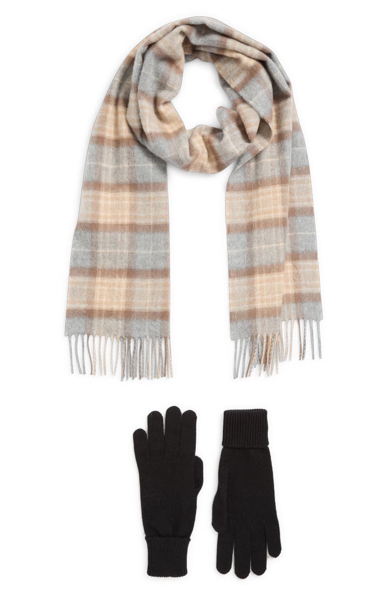 Johnstons of Elgin Cashmere Scarf & Gloves Set, Main, color, Natural Mackellar
